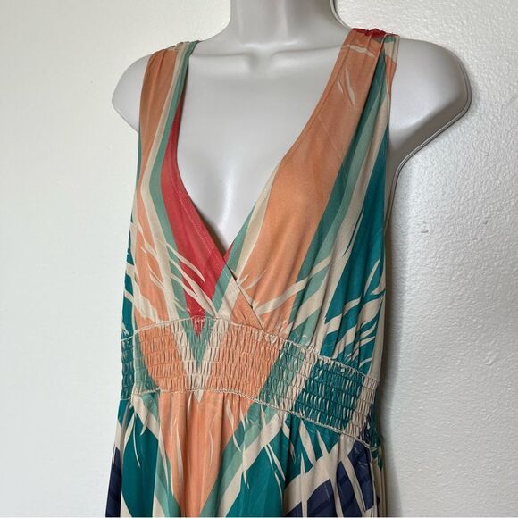 Fresh of LA Chevron Sleeveless Halter Maxi Dress Surplice Made in USA Women XL - Picture 5 of 11